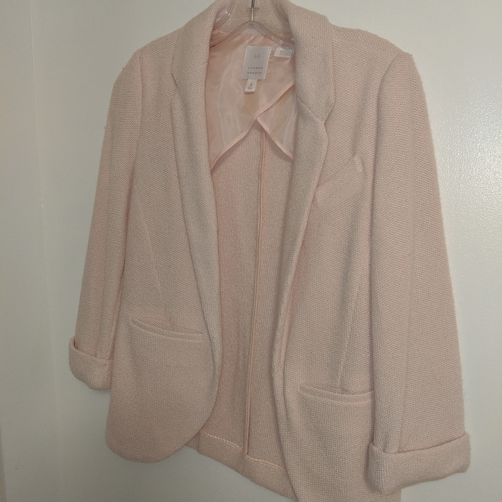Blush pink sweater blazer
